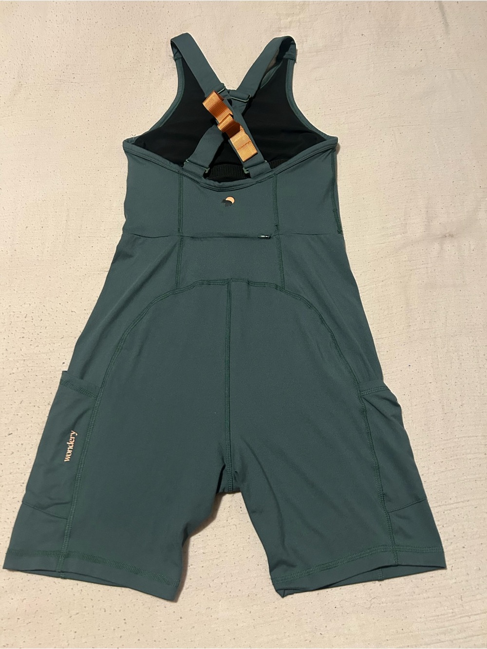 Wonderly Teal Green Active Romper with Copper Strap Detail